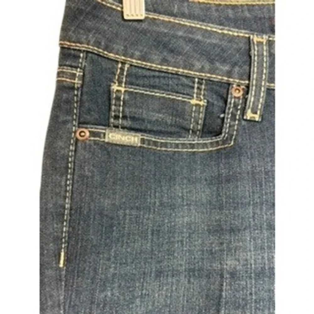 Cinch Lynden Dark Wash Flare Jeans Size 29/7 R Embroidered‎ Pocket Rodeo Boho